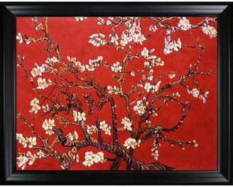 By Overstockart Branches of An Almond Tree In Blossom, Ruby Red with Matte Frame, 35