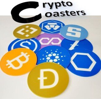 4 Pack Crypto Coasters With Holding Base