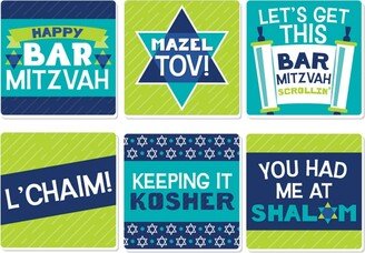 Big Dot Of Happiness Blue Bar Mitzvah - Funny Boy Party Decorations - Drink Coasters - Set of 6