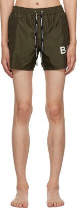 Khaki Printed Swim Shorts