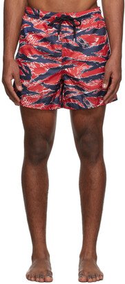 Red Tiger Stripe Swim Shorts