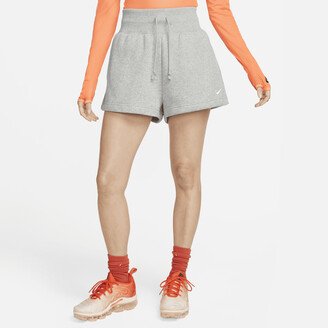 Women's Sportswear Phoenix Fleece High-Waisted Shorts in Grey-AA