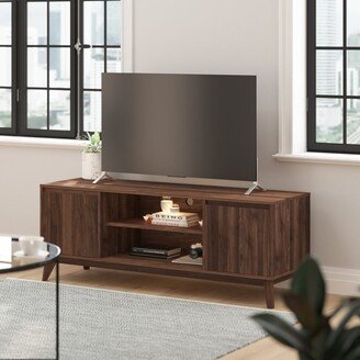 Taylor & Logan TV Stand with Adjustable Middle Shelf - Dual Soft Close Storage Doors