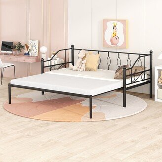 CoolArea Twin Size Metal Daybed with Trundle, Daybed with Slat No Box required