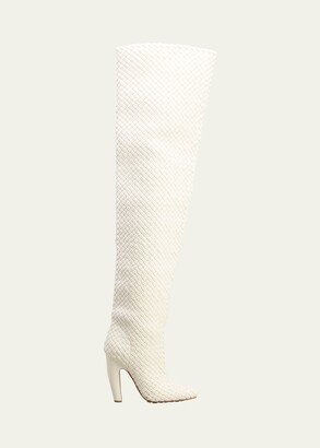 Intrecciato Woven Lambskin Over-The-Knee Boots