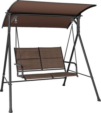 Patio Porch Swing Glider 2 Seat Soft Cushion Adjustable Canopy - See Details