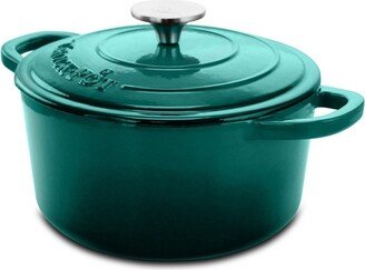 Crock-pot Artisan 3 Quart Enameled Cast Iron Casserole with Lid in Gradient Teal