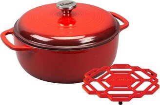 6qt Cast Iron Enamel Dutch Oven Red