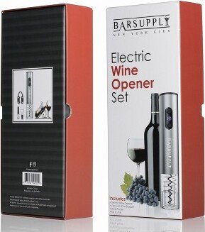 Bar Supply NYC Bar Supply Electric Wine Bottle Opener 4 Piece Set Automatic Corkscrew