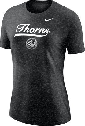 Portland Thorns Women's Soccer Varsity T-Shirt in Black