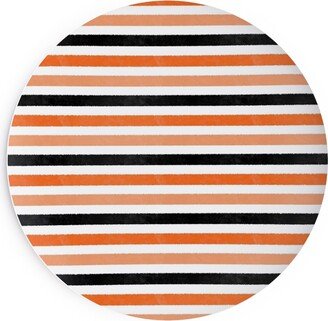 Salad Plates: Halloween Stripes - Orange And Black Salad Plate, Orange