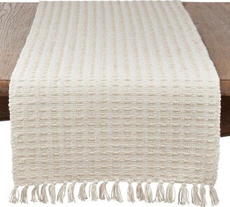 Saro Lifestyle Dashed Woven Table Runner, Beige, 16x72