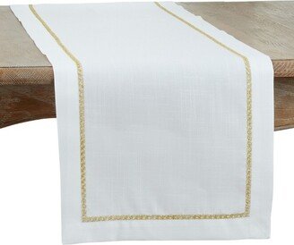 Saro Lifestyle Embroidered Border Dining Table Runner, Gold,