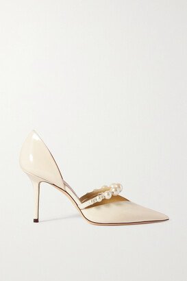 Aurelie 85 Faux Pearl-embellished Patent-leather Pumps - White