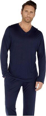 Cocooning Modal Long Sleeve Shirt (Navy) Men's Pajama