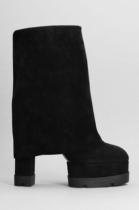 High Heels Ankle Boots In Black Suede