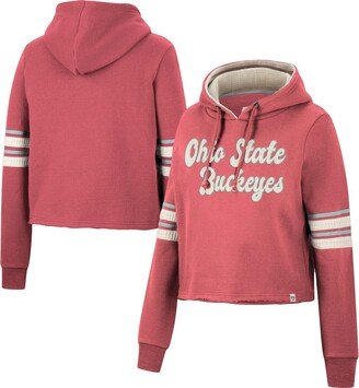Women's Scarlet Ohio State Buckeyes Retro Cropped Pullover Hoodie