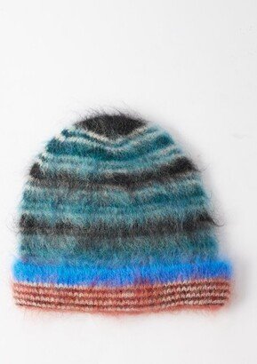 Dwain Striped Brushed Mohair-blend Beanie