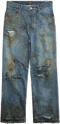 Distressed Wide-Leg Jeans-AK