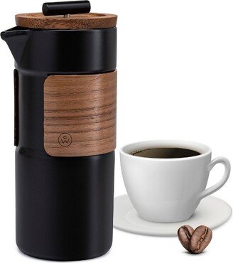 ChefWave Artisan Series Travel French Press Coffee Maker with Bamboo Lid (Black)