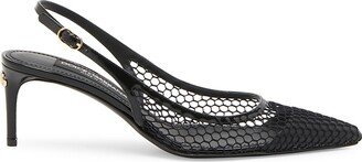 Netted Slingback Pumps