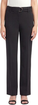 Juniors' Mid-Rise Belted Straight-Leg Pants