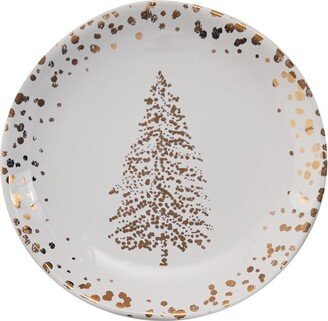 Golden Christmas Appetizer Plate Set - White