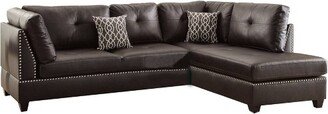 3pc Plushed Bonded Leather Sectional Set Brown