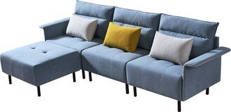 L-Shaped Sectional Sofa with Removeable Ottoman and 3 Pillows