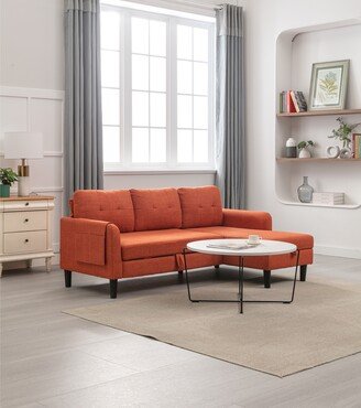 GEROJO Orange Polyester Reversible Sleeper Sectional Sofa with Storage Chaise