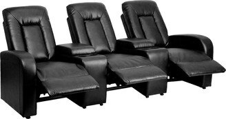 Lancaster Home Push Back Reclining LeatherSoft Theater Seating Unit - 95W x 38 - 68D x 43.5H