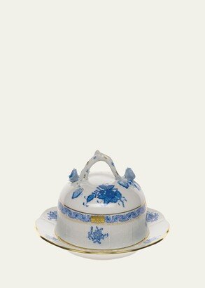 Chinese Bouquet Blue Covered Butter Dish-AA