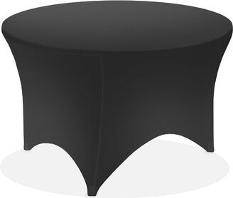 Lann's Linens 72-inch Round Spandex Tablecloth, Black