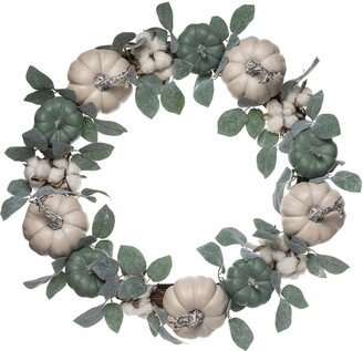 Natural Fiber 24.02In Multicolored Harvest Neutral Pumpkin Wreath