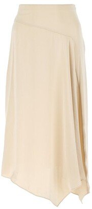 Crushed Asymmetrical Draped Midi Skirt