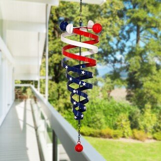 Patriotic Stripes and Stars Hanging Metal Spinner, 7 by 23 Inches - 7.0 x 7.0 x 23.0