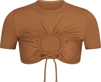 Signature Swim Ruched T-Shirt | Almond