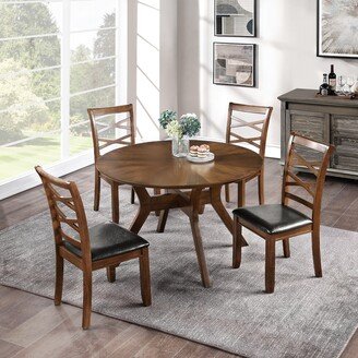 NEW DECOR Keed 5-piece Round Dining Table Set with Chairs for 4 to 6 People