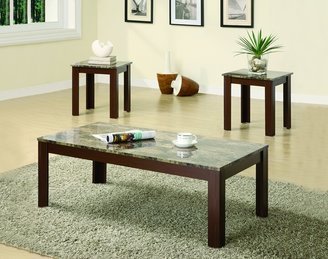 3-Piece Faux Marble Top Occasional Set Brown