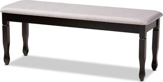 Corey Modern and Contemporary Grey Fabric Upholstered and Dark Brown Finished Wood Dining Bench