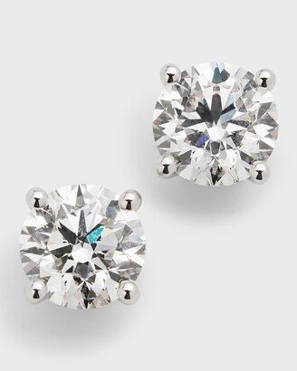 Neiman Marcus Lab Grown Diamonds Lab Grown Diamond 18K White Gold Round Stud Earrings, 4.0tcw