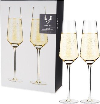 Raye Angled Crystal Champagne Flutes Set of 2 - Premium Crystal Clear Glass, Modern Stemmed, Champagne Glass Gift Set - 8oz