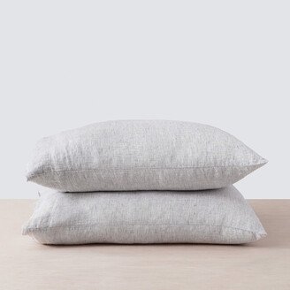 The Citizenry Standard Stonewashed Linen Pillowcases Graphite Thin Stripe Set of 2