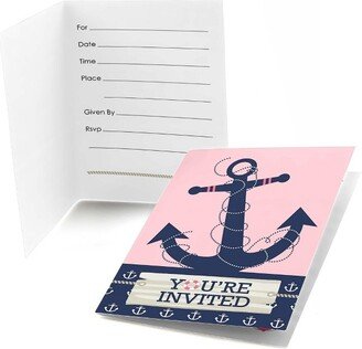 Big Dot of Happiness Ahoy - Nautical Girl - Fill In Baby Shower or Birthday Party Invitations (8 count)