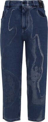 Contrasted Logo Motif Denim Trousers