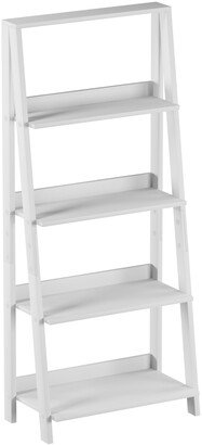 4-Tiered Freestanding Leaning Look Wooden Ladder Bookshelf