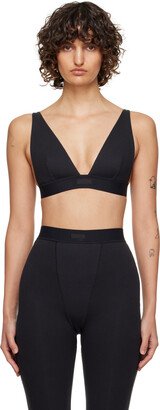 Black Cotton Rib Plunge Bralette