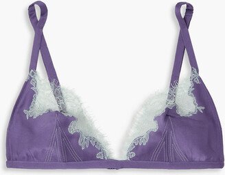 Silk-satin and Chantilly lace triangle bra