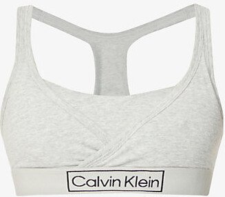 Womens Grey Heather Reimagined Racerback Organic and Recycled-cotton-blend aternity Bralette