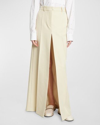 Straight-Fit Maxi Skirt with Front Slit-AA